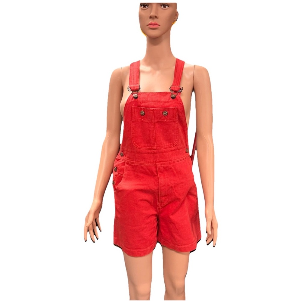 MAX Red Denim Short Overalls Women’s Small Vintage 90s